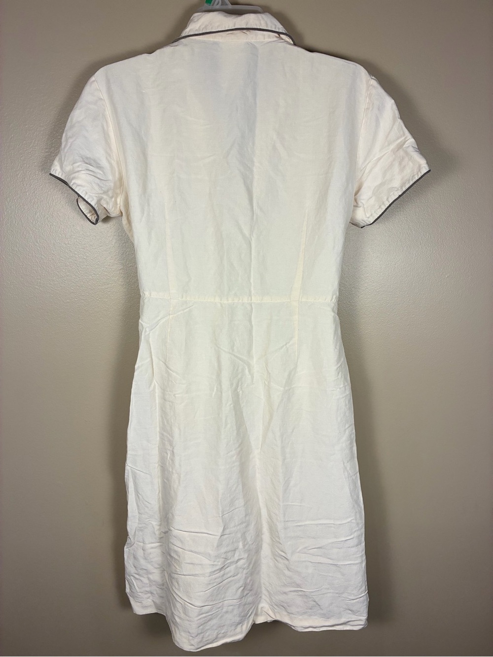 VTG Laura Ashley Silk Linen Cream Button Front Midi Shirt Tea Dress - Picture 11 of 12